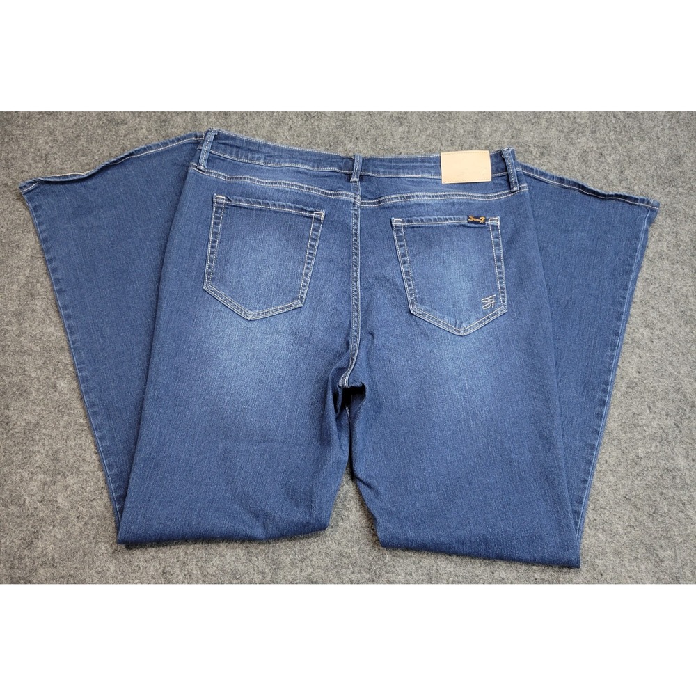 Seven7 Women's Wide Leg Jeans in Medium Blue